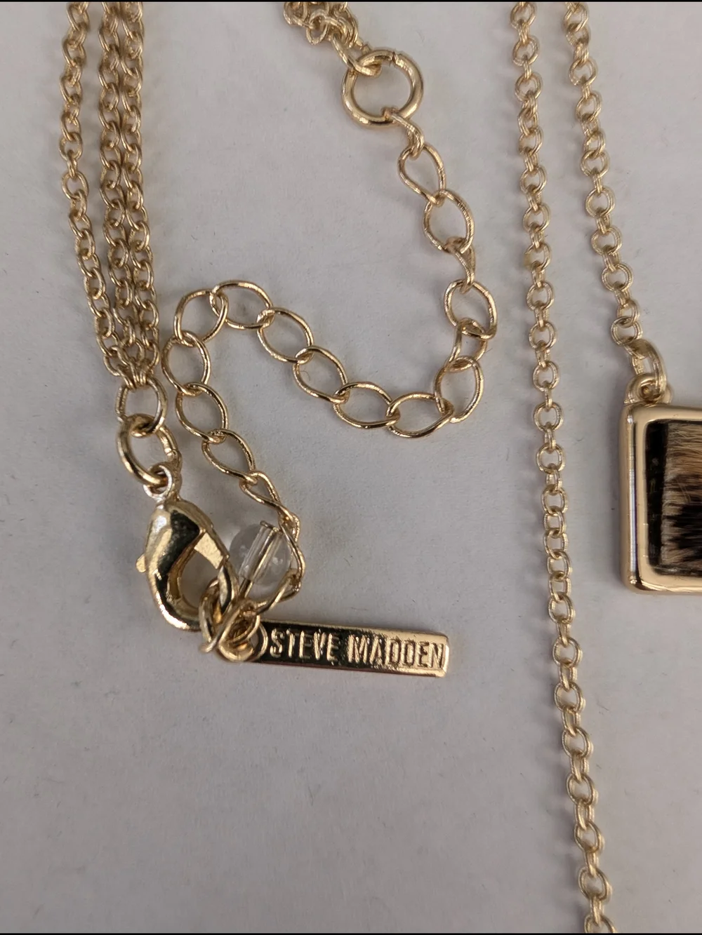 Steve Madden gold layered long necklace with square pendants #layered #statement